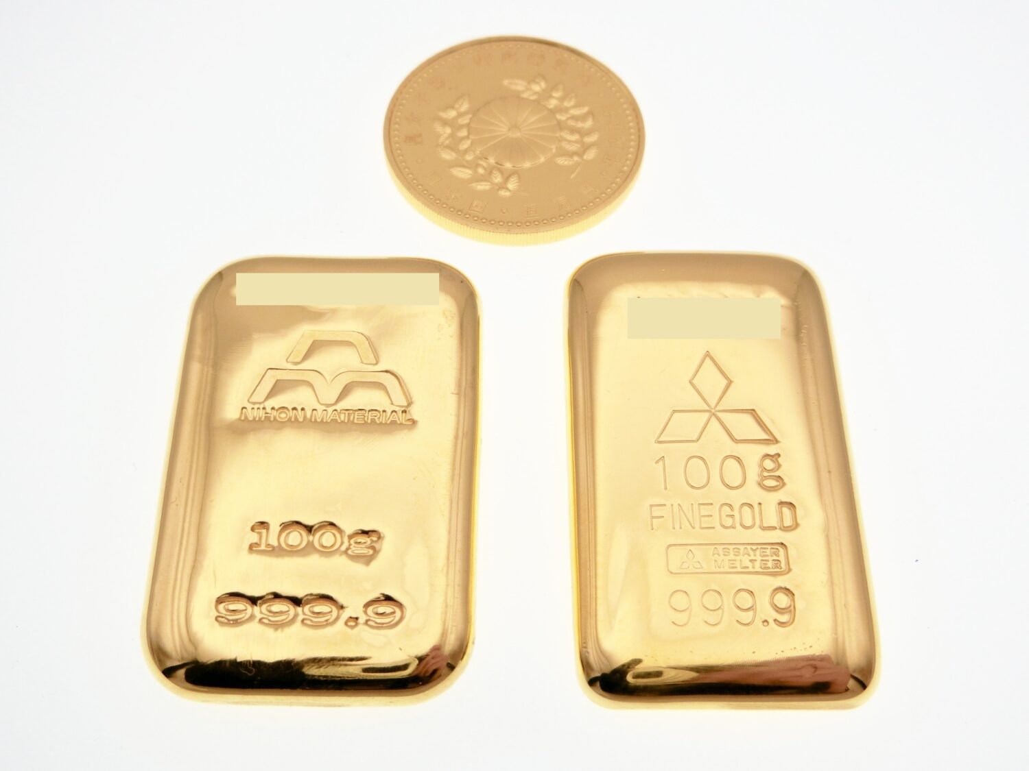インゴット買取 純金のインゴット100gを2枚と5万円金貨を買取りました！津山市で金、プラチナの買取なら質屋の中島へお任せください！　真庭　美作　佐用　岡山　M